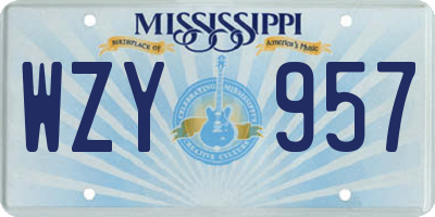 MS license plate WZY957