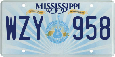 MS license plate WZY958