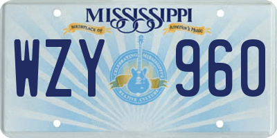 MS license plate WZY960