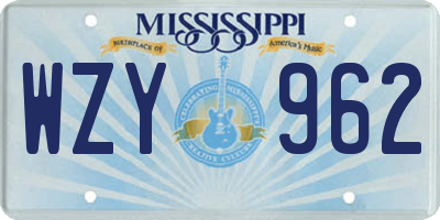 MS license plate WZY962