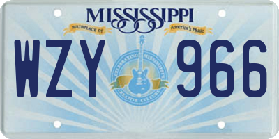 MS license plate WZY966