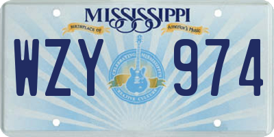 MS license plate WZY974