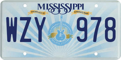 MS license plate WZY978