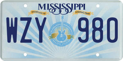 MS license plate WZY980