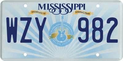 MS license plate WZY982