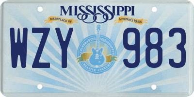 MS license plate WZY983