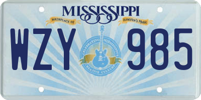 MS license plate WZY985