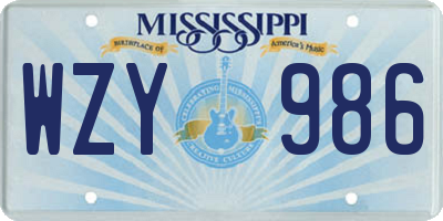 MS license plate WZY986