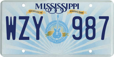 MS license plate WZY987