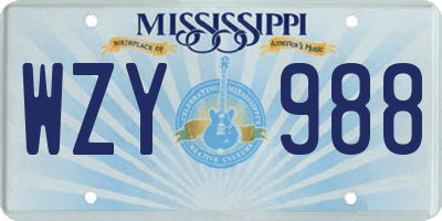 MS license plate WZY988