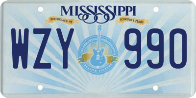 MS license plate WZY990