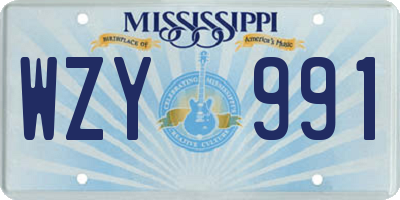 MS license plate WZY991