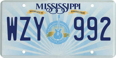 MS license plate WZY992