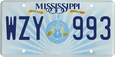 MS license plate WZY993