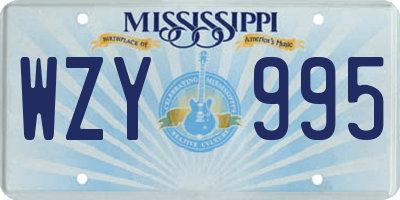 MS license plate WZY995