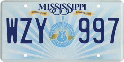 MS license plate WZY997