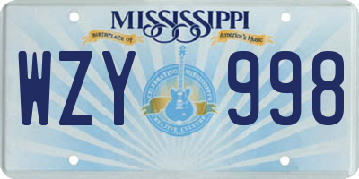 MS license plate WZY998