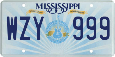 MS license plate WZY999