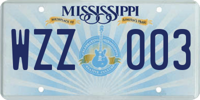 MS license plate WZZ003