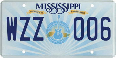 MS license plate WZZ006