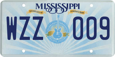 MS license plate WZZ009