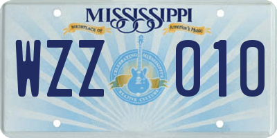 MS license plate WZZ010