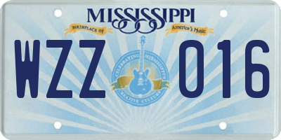 MS license plate WZZ016