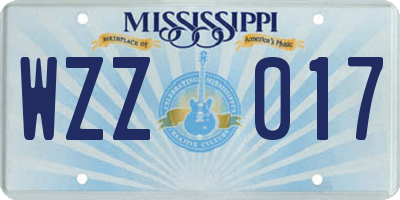 MS license plate WZZ017