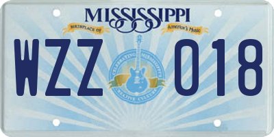 MS license plate WZZ018