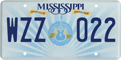 MS license plate WZZ022