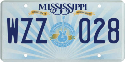 MS license plate WZZ028