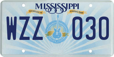 MS license plate WZZ030