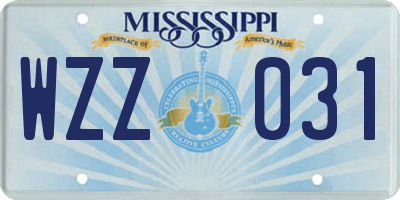 MS license plate WZZ031