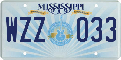 MS license plate WZZ033