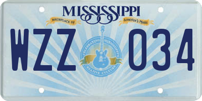 MS license plate WZZ034
