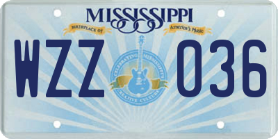 MS license plate WZZ036