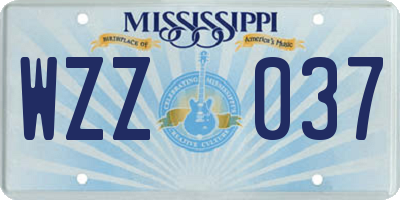 MS license plate WZZ037