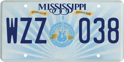 MS license plate WZZ038