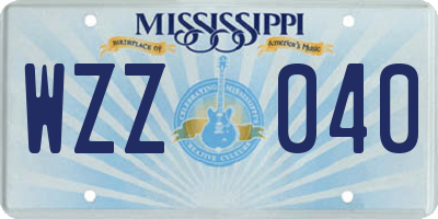 MS license plate WZZ040