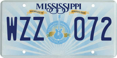 MS license plate WZZ072