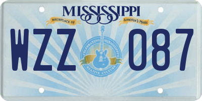 MS license plate WZZ087