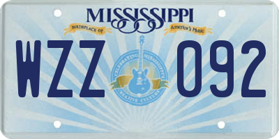 MS license plate WZZ092