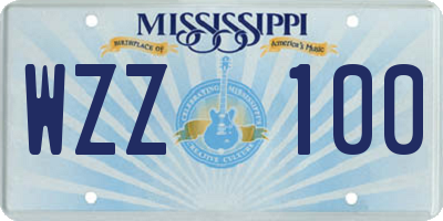 MS license plate WZZ100