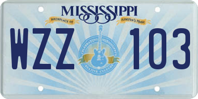 MS license plate WZZ103