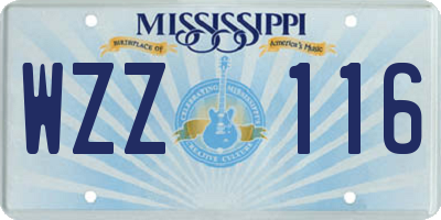 MS license plate WZZ116