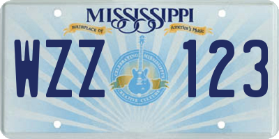 MS license plate WZZ123