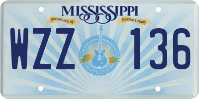 MS license plate WZZ136