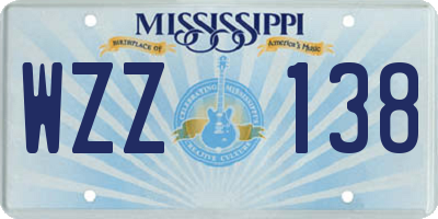 MS license plate WZZ138