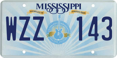 MS license plate WZZ143