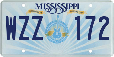 MS license plate WZZ172